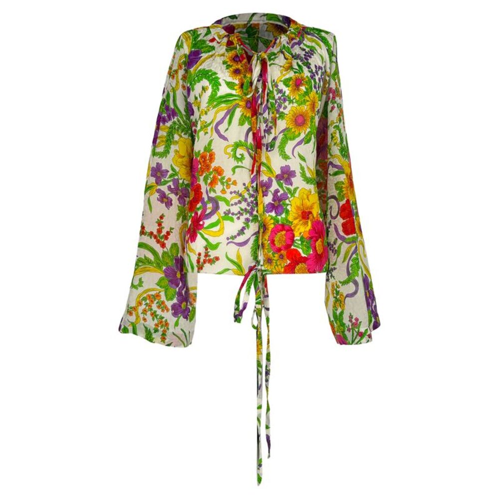 Balenciaga Floral-Print Blouse in Multicolor Silk